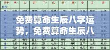 揭秘免费算命生辰八字运势，洞悉未来走向的奥秘